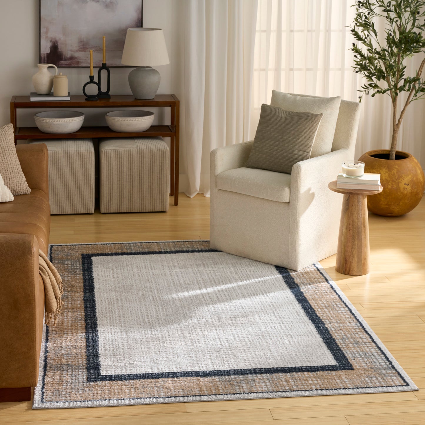 Nourison Dekor 4' x 6' Grey Navy Modern Indoor Rug