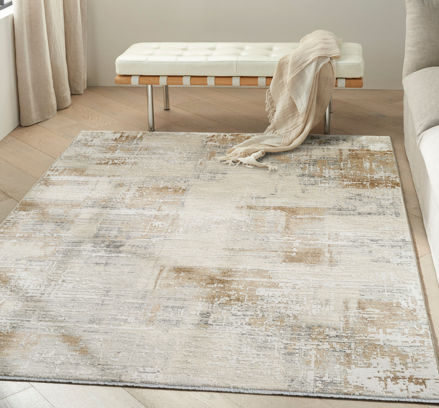 Calvin Klein CK078 Summit 5'3" x 7'9" Ivory Multicolor Modern Indoor Rug