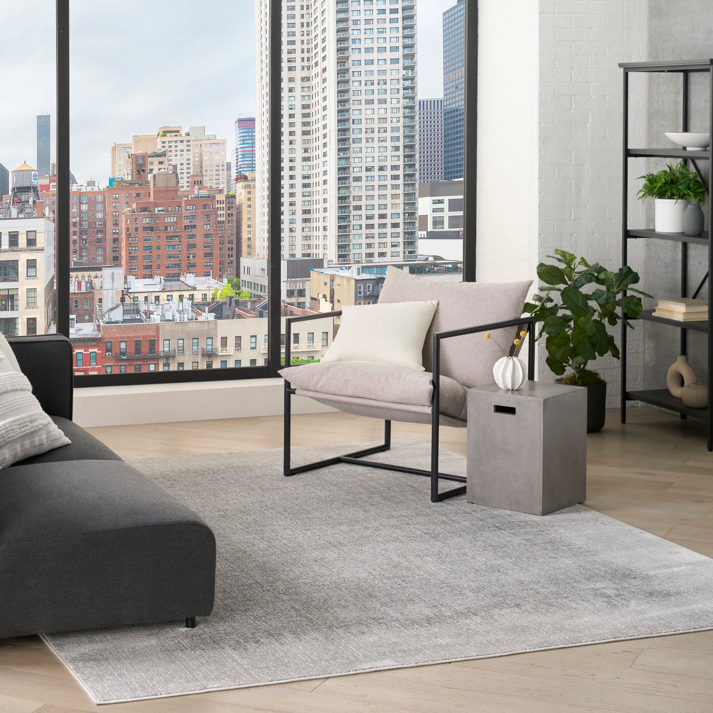 DKNY Grand Street 6' x 9' Light Grey Modern Indoor Rug