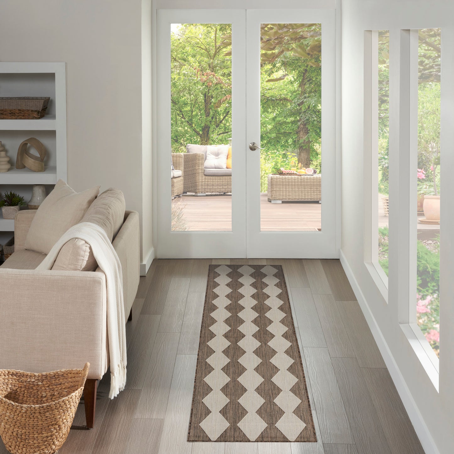 Nourison Positano 2'2" x 12' Natural Modern Rug