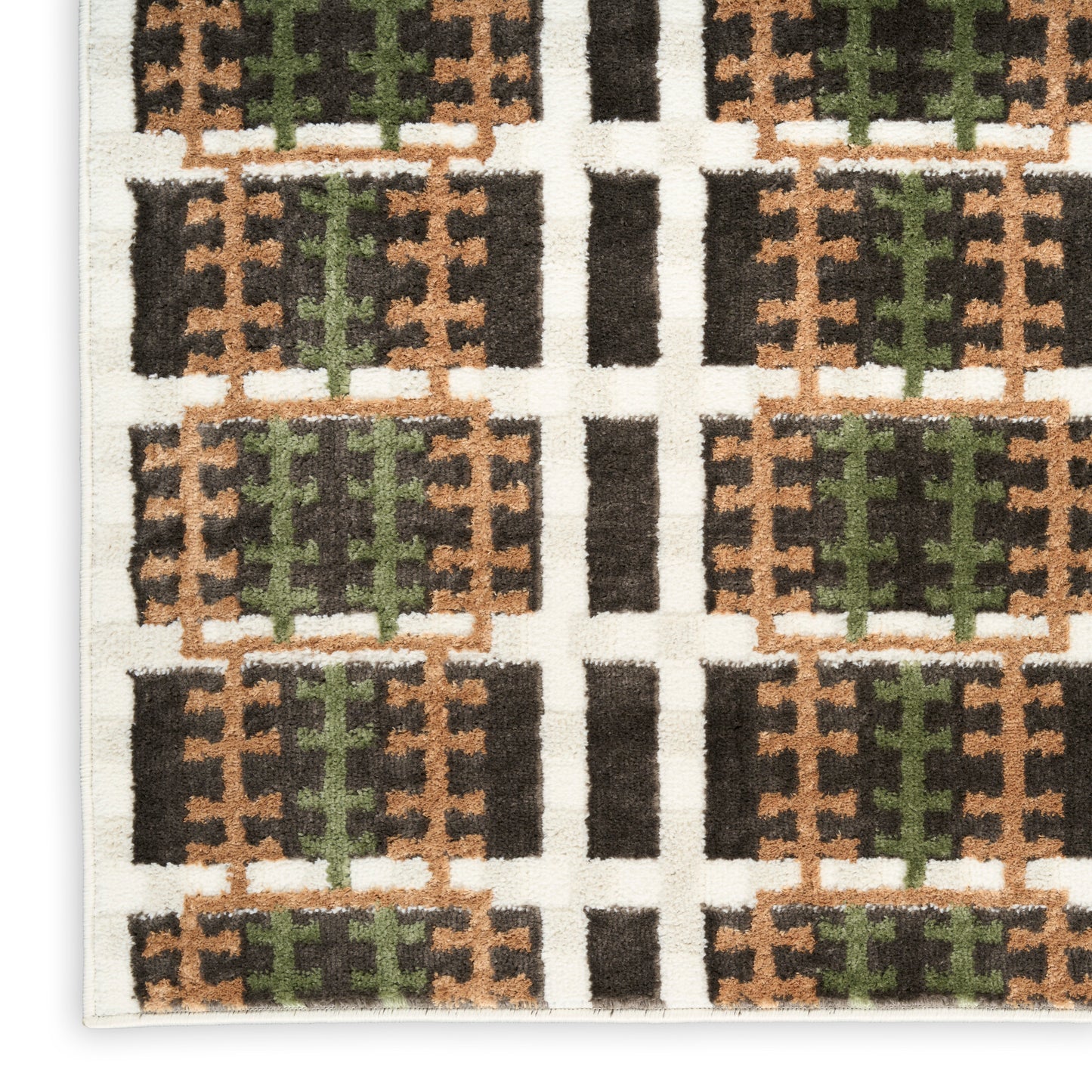 Nourison Nordic 2' x 6' Charcoal Multicolor Modern Indoor Rug
