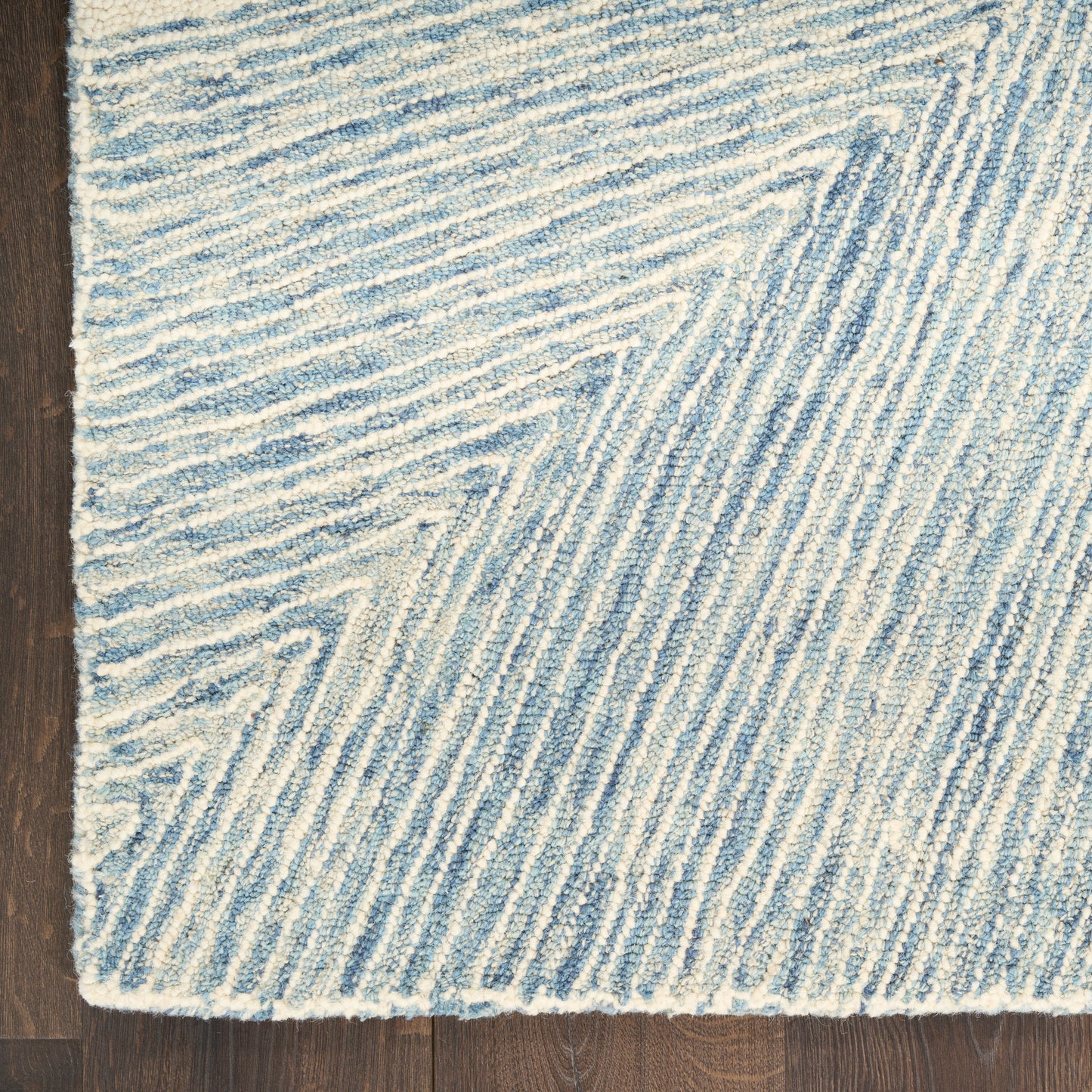 DKNY Pure Angles 5'3" x 7'3" Ivory Blue Modern Indoor Rug