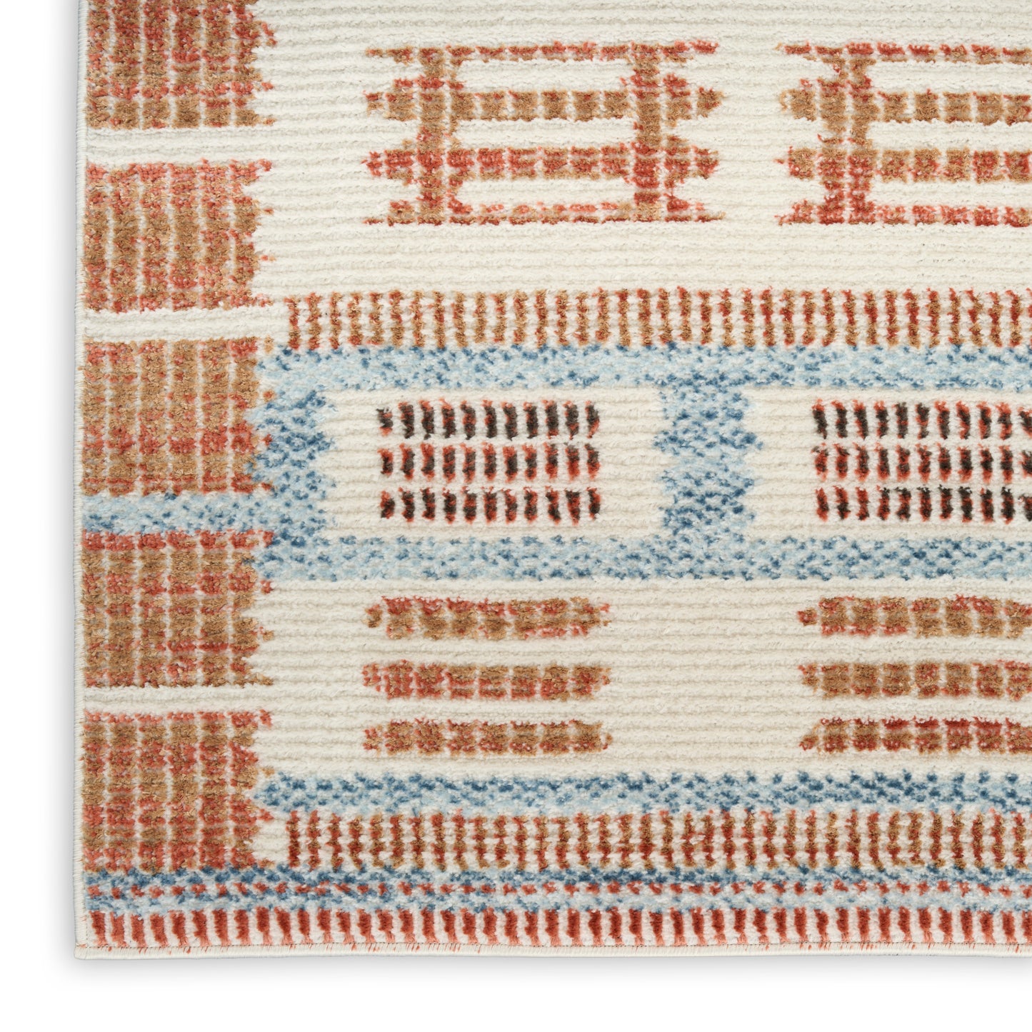 Nourison Nordic 2' x 6' Ivory Rust Modern Indoor Rug