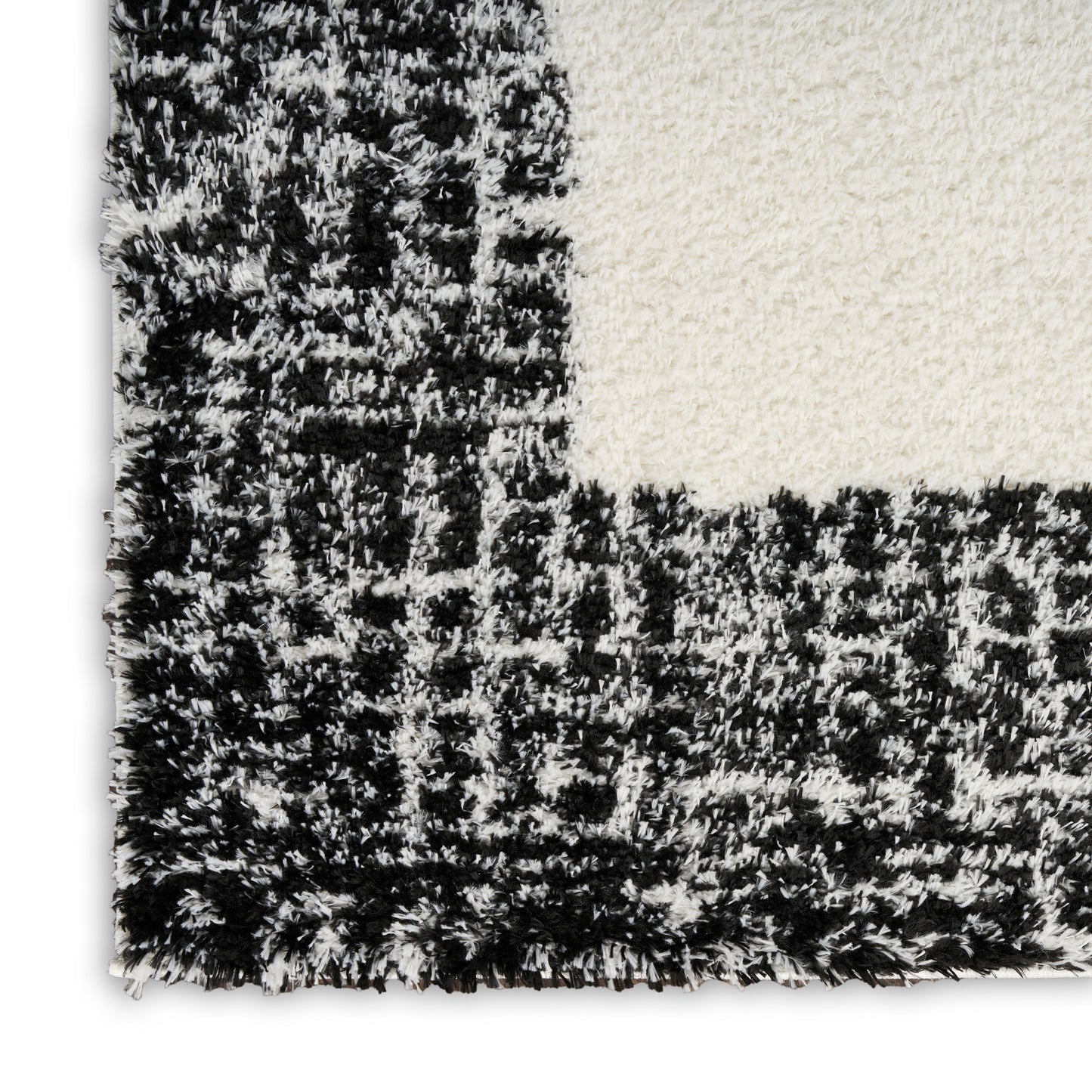 Nourison Pacific Shag 7'10" x 9'10" Ivory Black Shag Indoor Rug