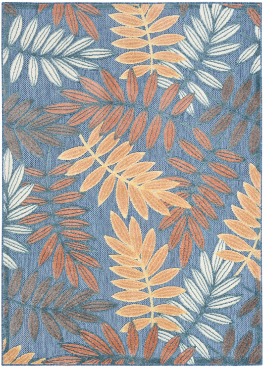 Nourison Aloha 7'10" x 10'6" Blue Rose Modern Rug