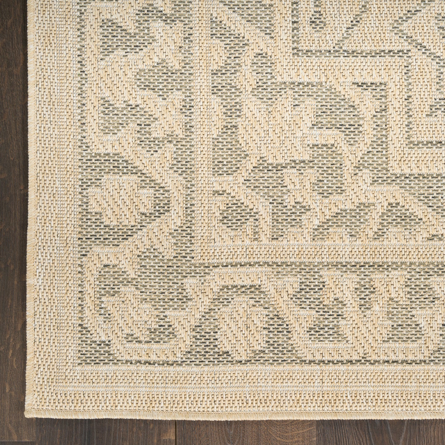 Nourison Tulum 4' x 6' Taupe Olive Outdoor Rug