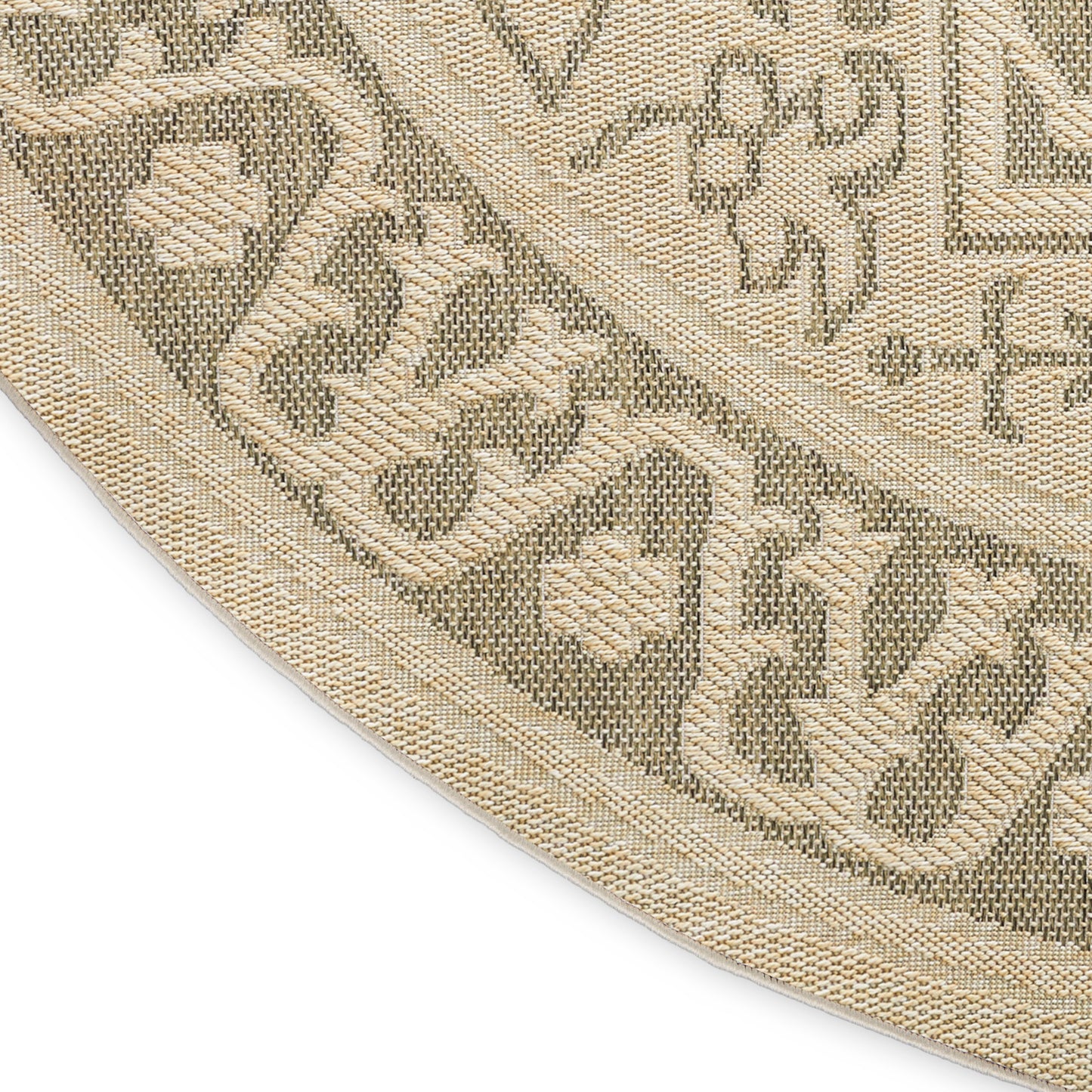 Nourison Tulum 8' x Round Taupe Olive Outdoor Rug