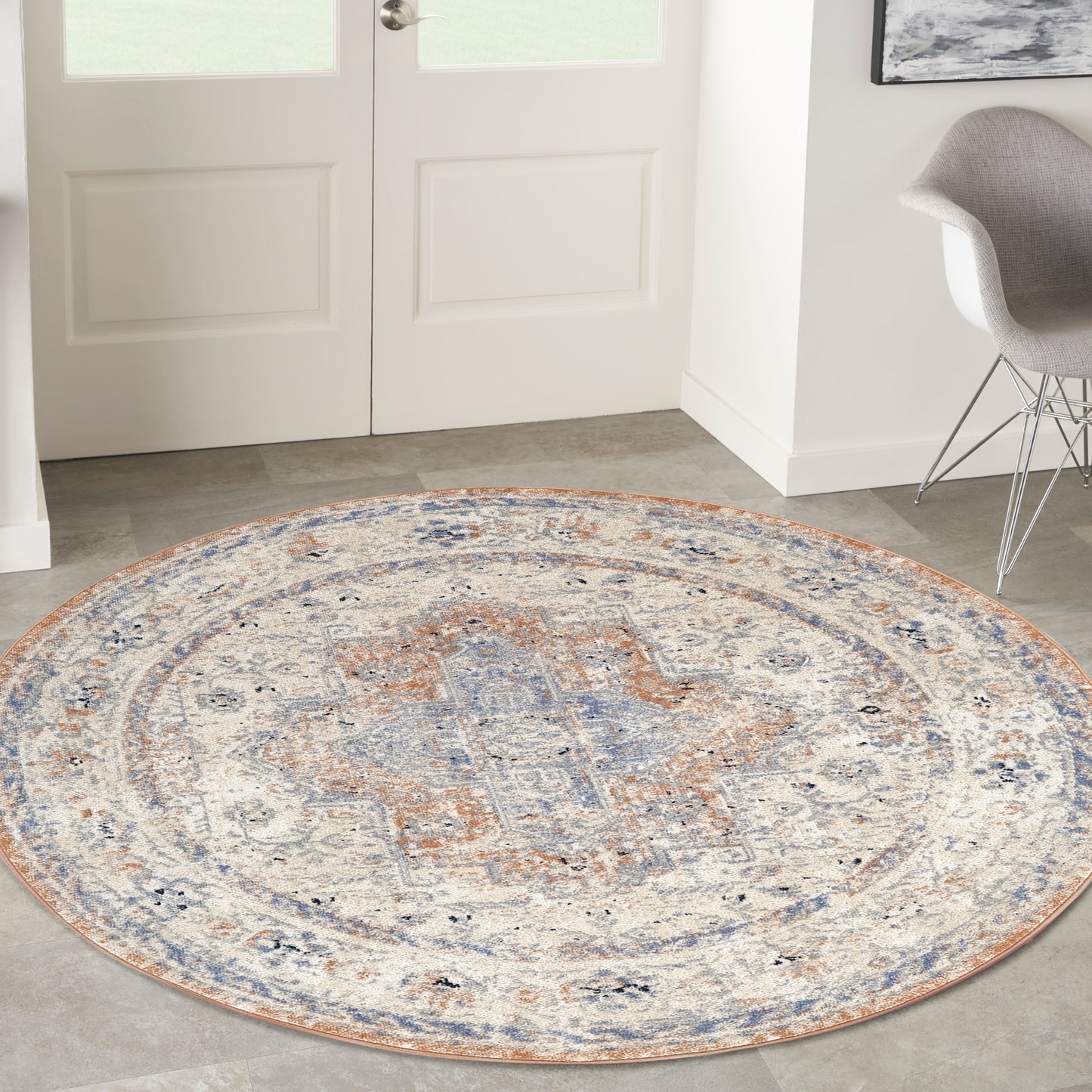 Nourison Nourison Essentials Persian 6' x Round Beige Blue Vintage Rug