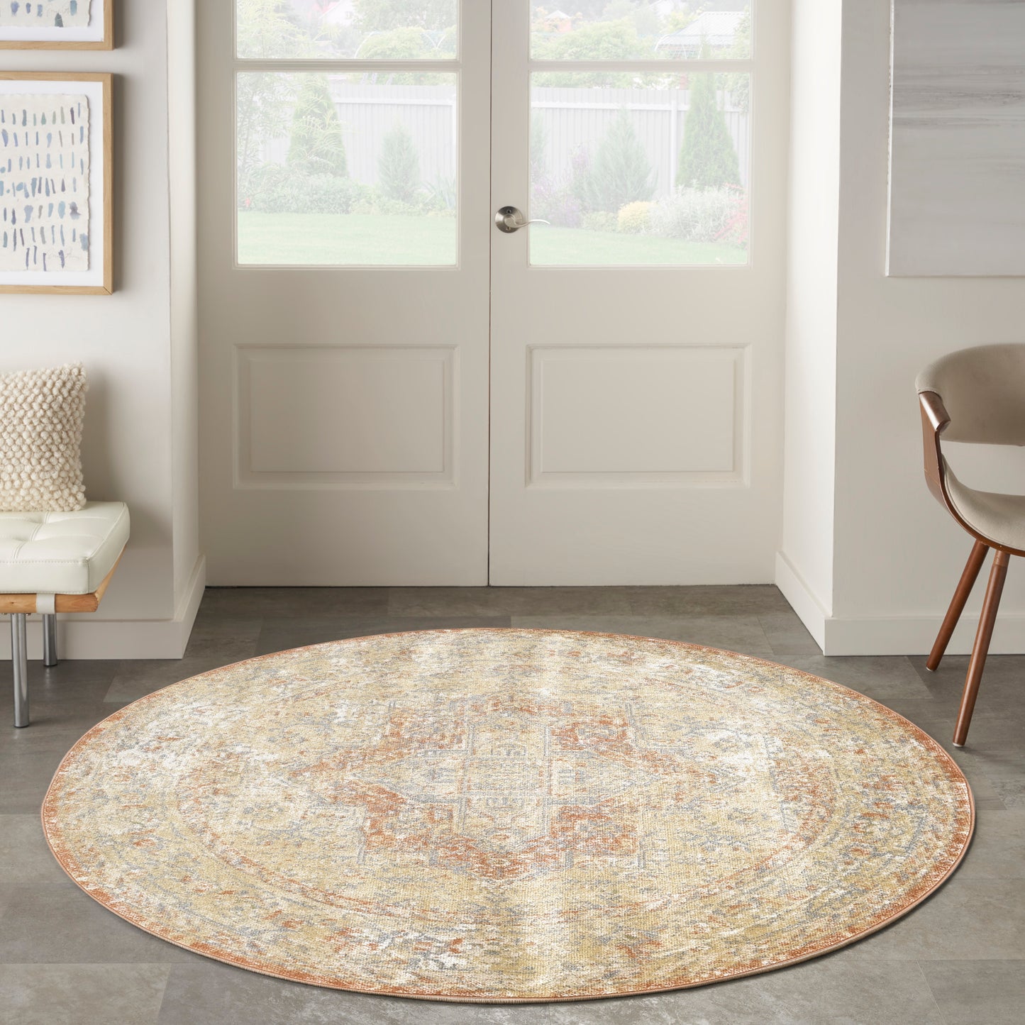 Nourison Nourison Essentials Persian 6' x Round Beige Rust Vintage Rug