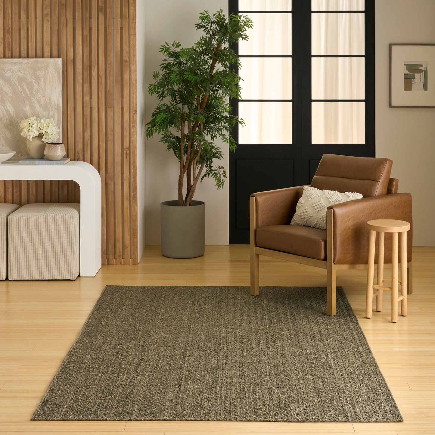 Nourison Tulum 5'3" x 7' Olive Outdoor Rug