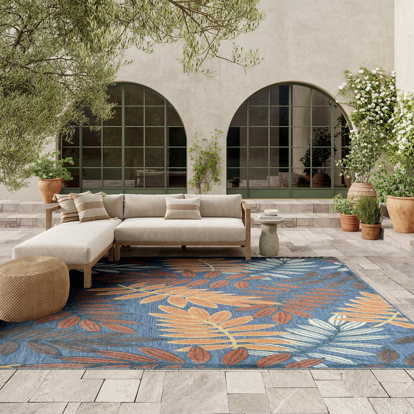 Nourison Aloha 9' x 12' Blue Rose Modern Rug