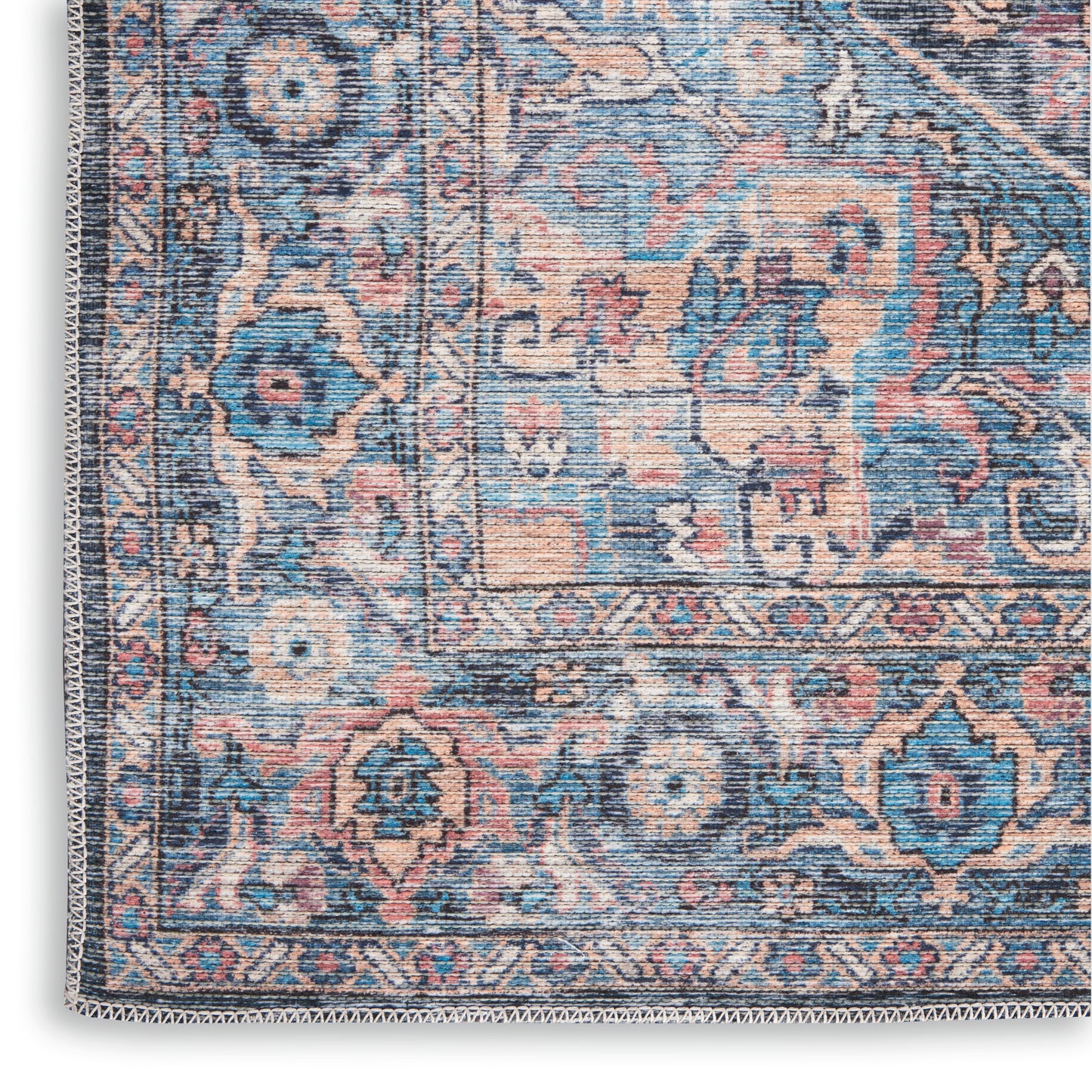 Nourison New Concept Washables 2' x 3'9" Light Blue Multicolr Vintage Indoor Rug