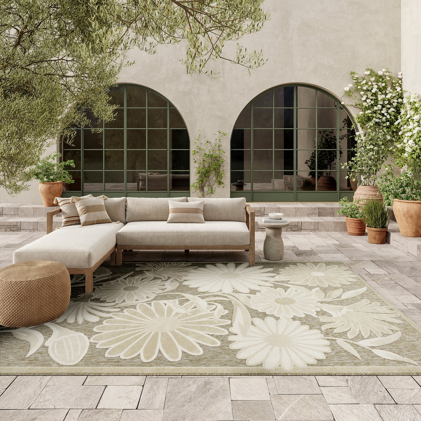 Nourison Aloha 7'10" x 10'6" Ivory Sage Outdoor Rug