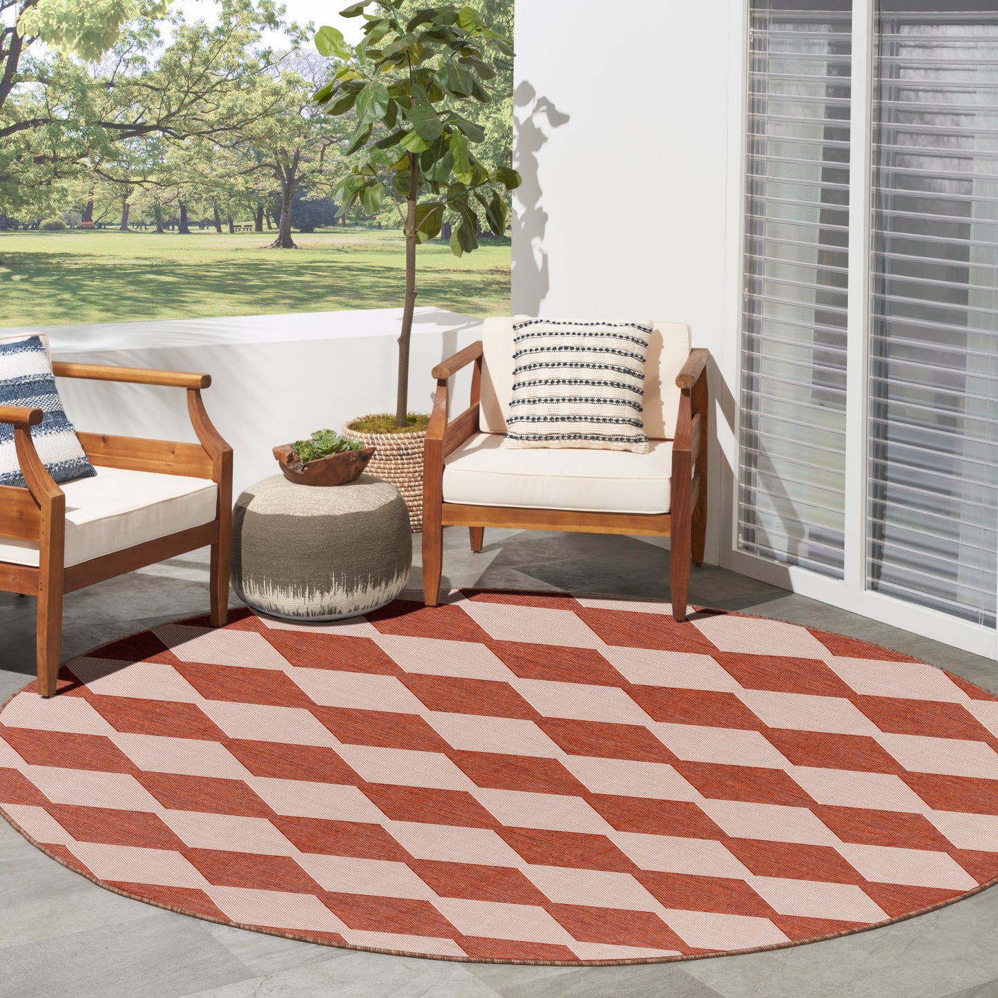 Nourison Positano 8' x Round Terracotta Modern Rug