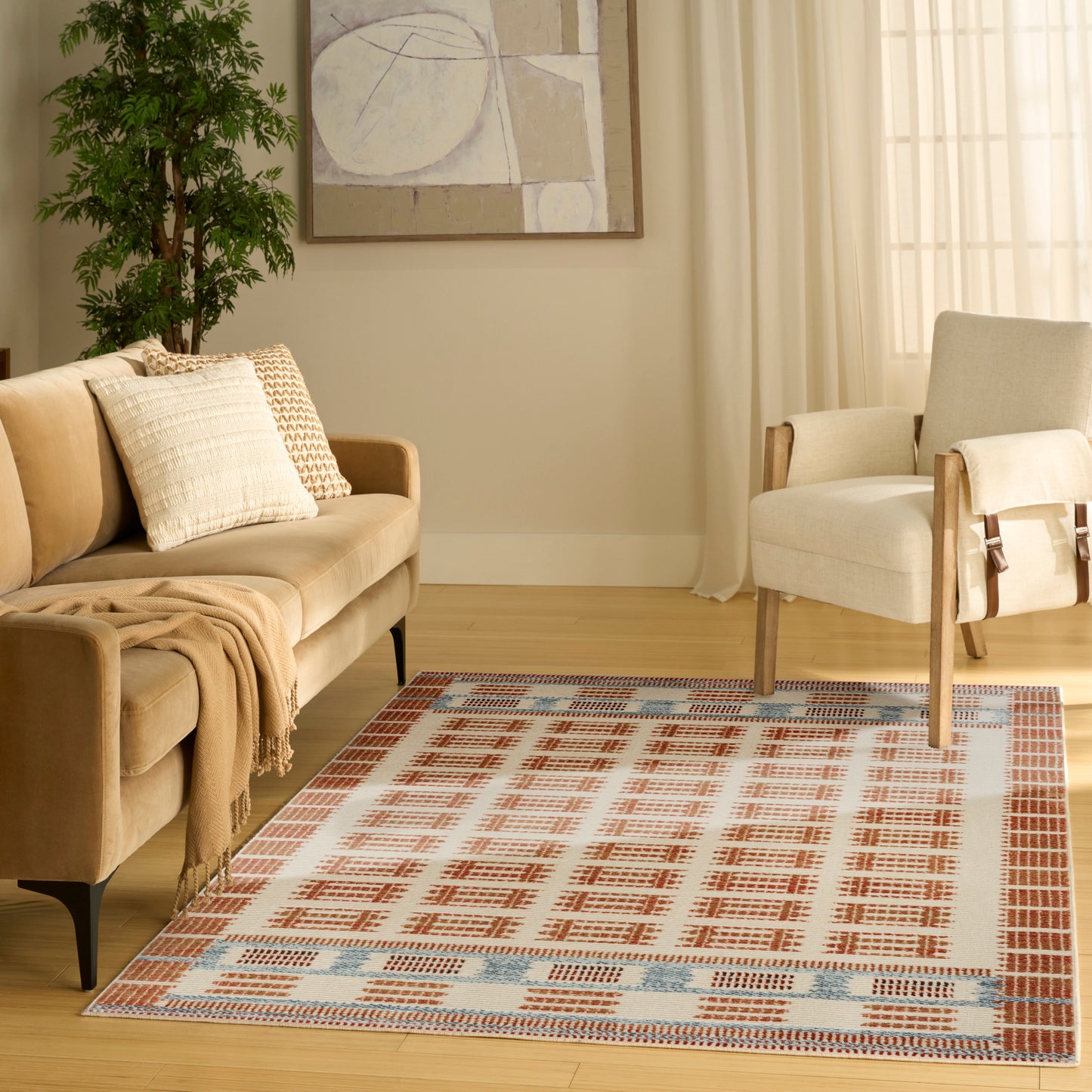 Nourison Nordic 4' x 6' Ivory Rust Modern Indoor Rug