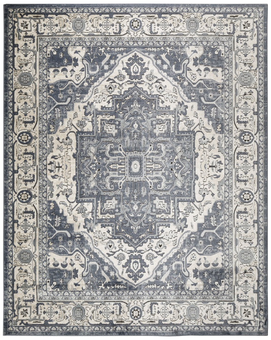 Nourison Quarry 7'10" x 9'10" Navy Ivory Vintage Indoor Rug