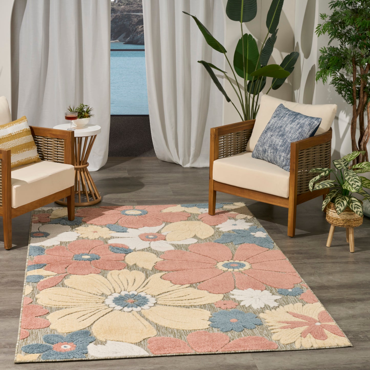Nourison Aloha 5'3" x 7'5" Rose Modern Rug