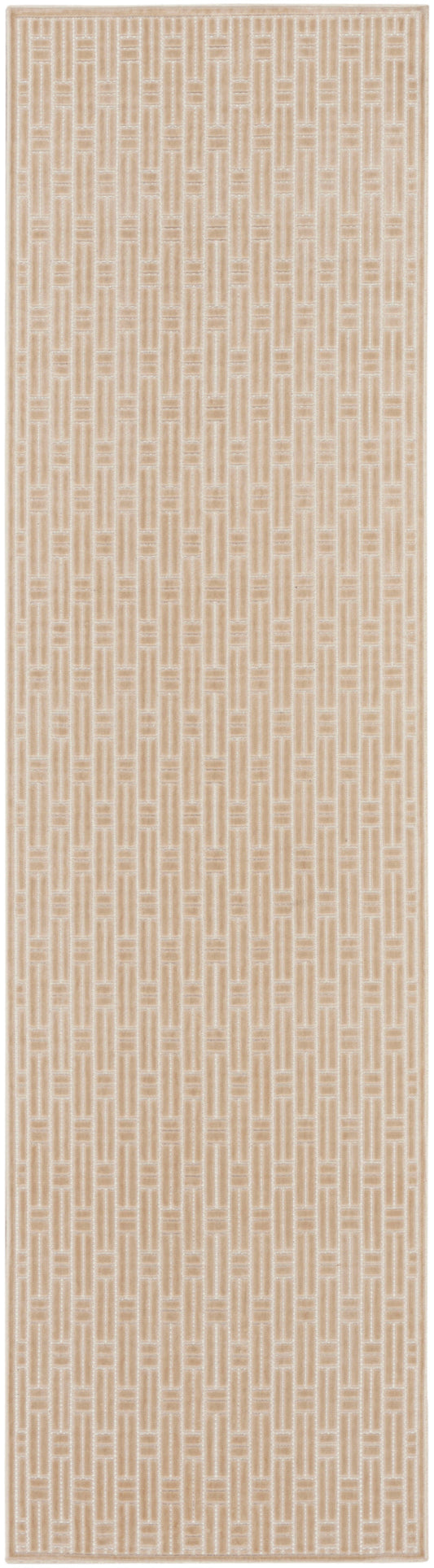 Nourison Washable Charm 2'2" x 8' Beige Ivory Modern Indoor Rug