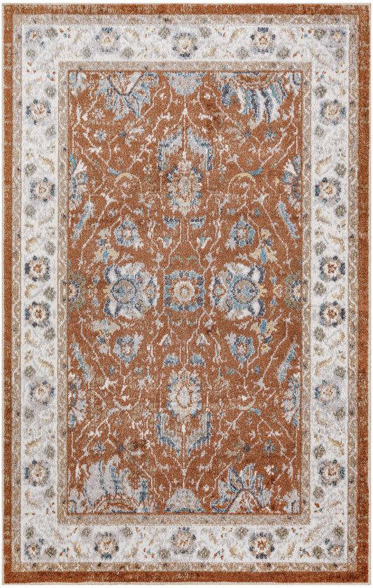 Nourison Astra Machine Washable 3'3" x 5' Rust Ivory Vintage Indoor Rug