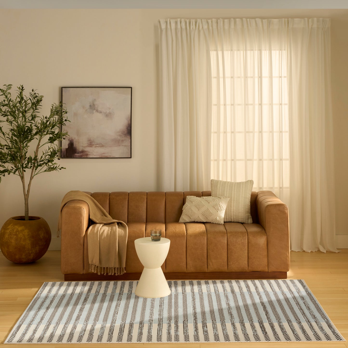 Nourison Nordic 5' x 7' Ivory Blue Modern Indoor Rug