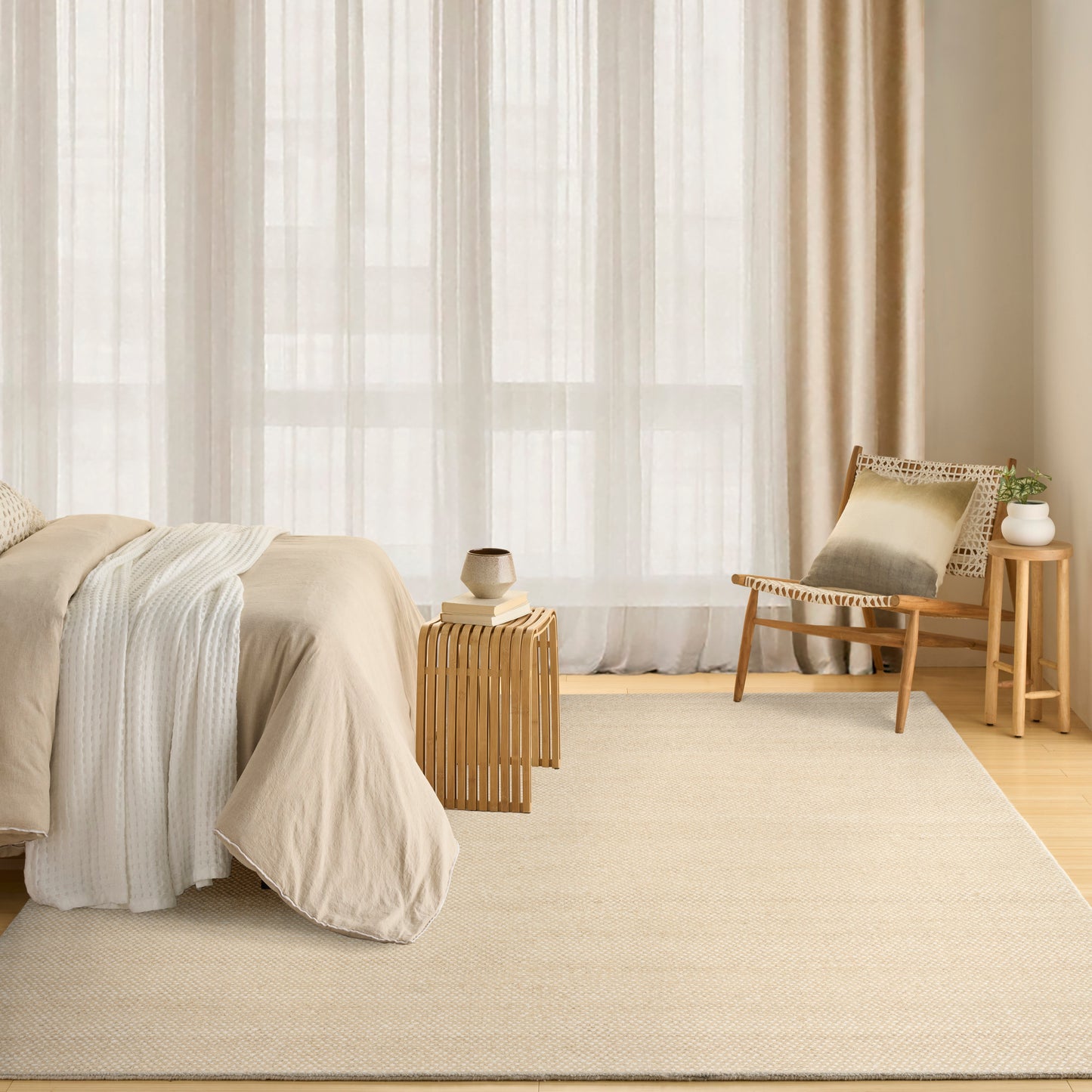 DKNY Pure Rows 8' x 10' Ivory Beige Farmhouse Indoor Rug