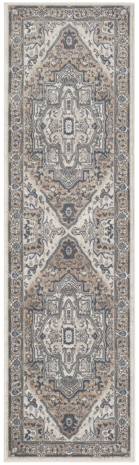 Nourison Quarry 2'2" x 10' Ivory Taupe Vintage Indoor Rug