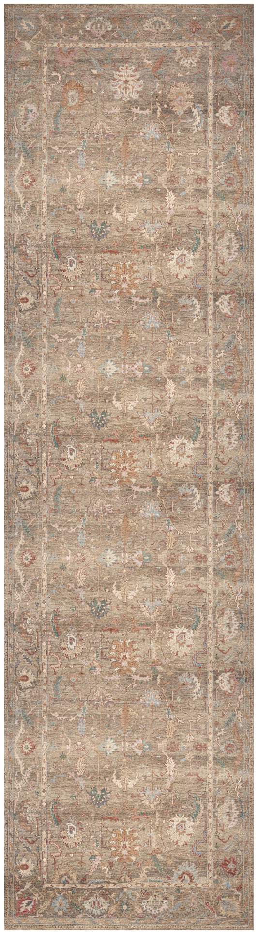 Nourison Vintage Washables 2'2" x 8' Taupe Multicolor Vintage Indoor Rug
