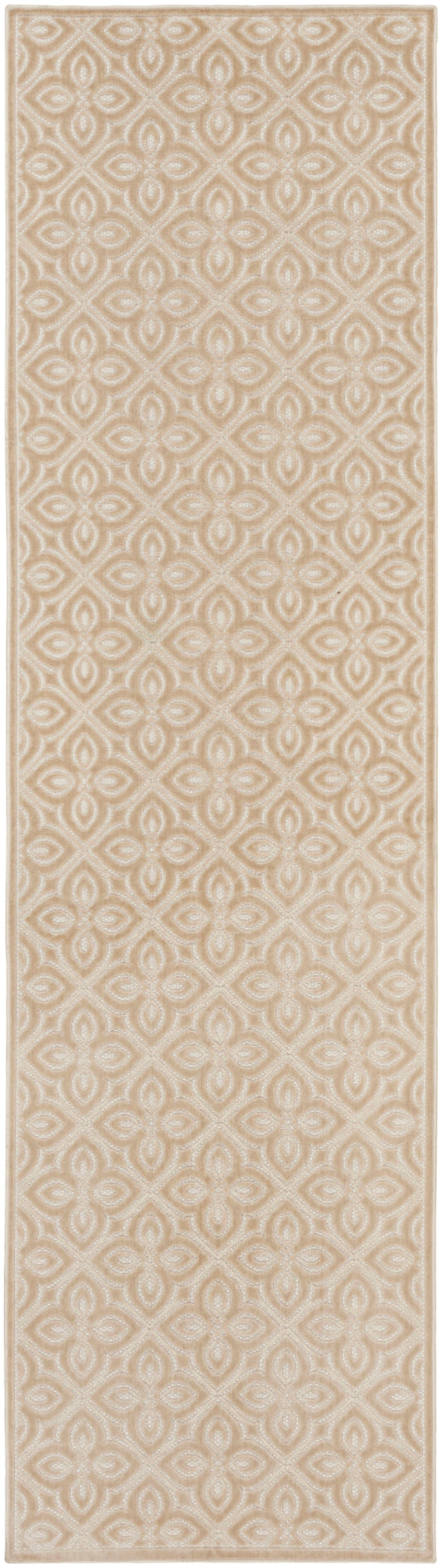 Nourison Washable Charm 2'2" x 8' Beige Ivory Contemporary Indoor Rug
