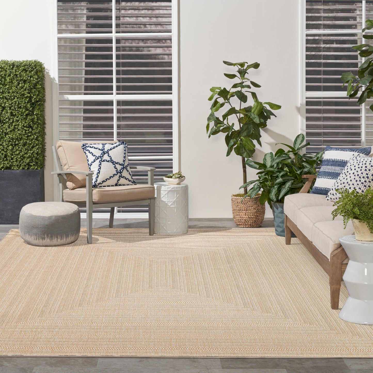 Nourison Tulum 10' x 14' Cream Outdoor Rug