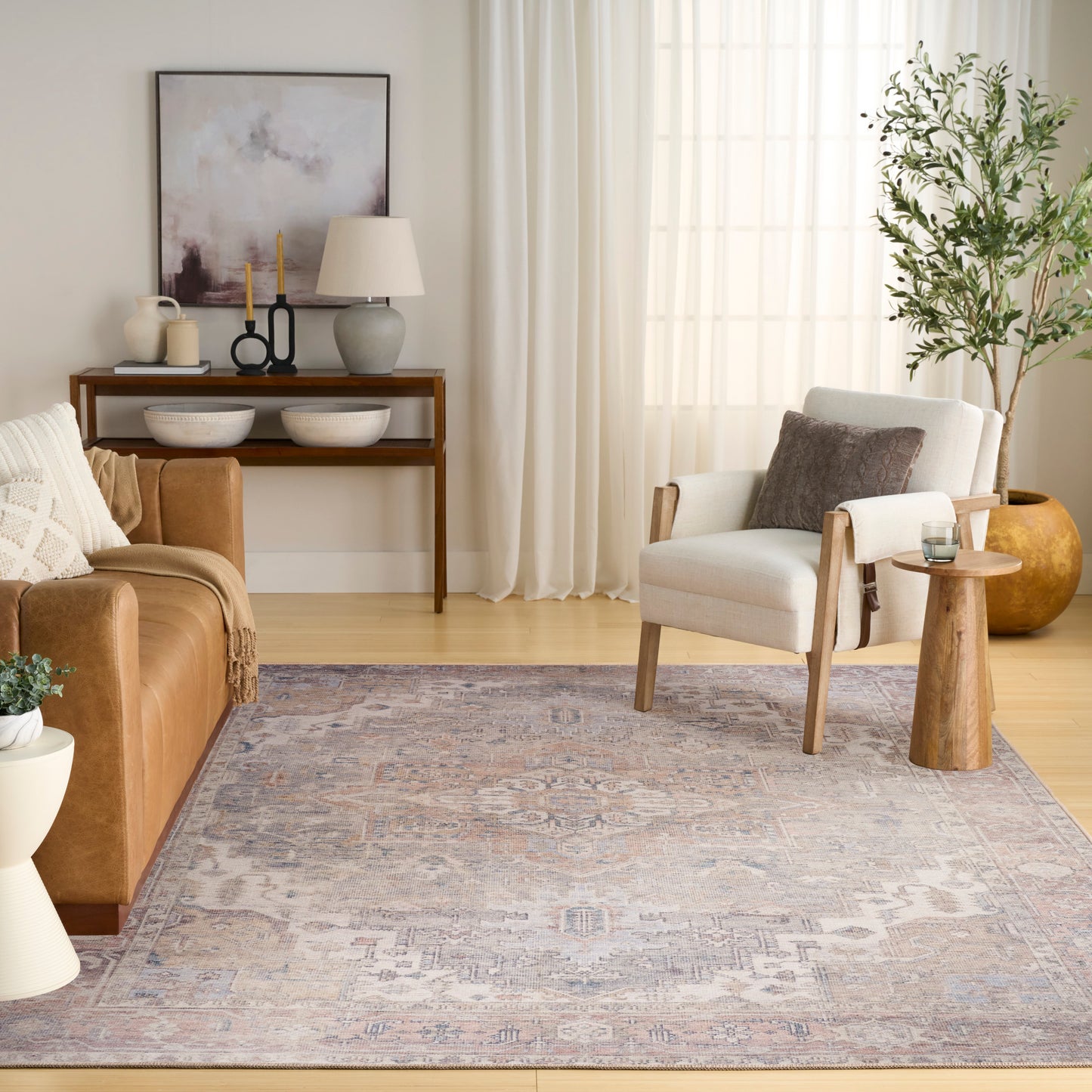 Nourison Vintage Washables 7'10" x 9'10" Light Blue Vintage Indoor Rug