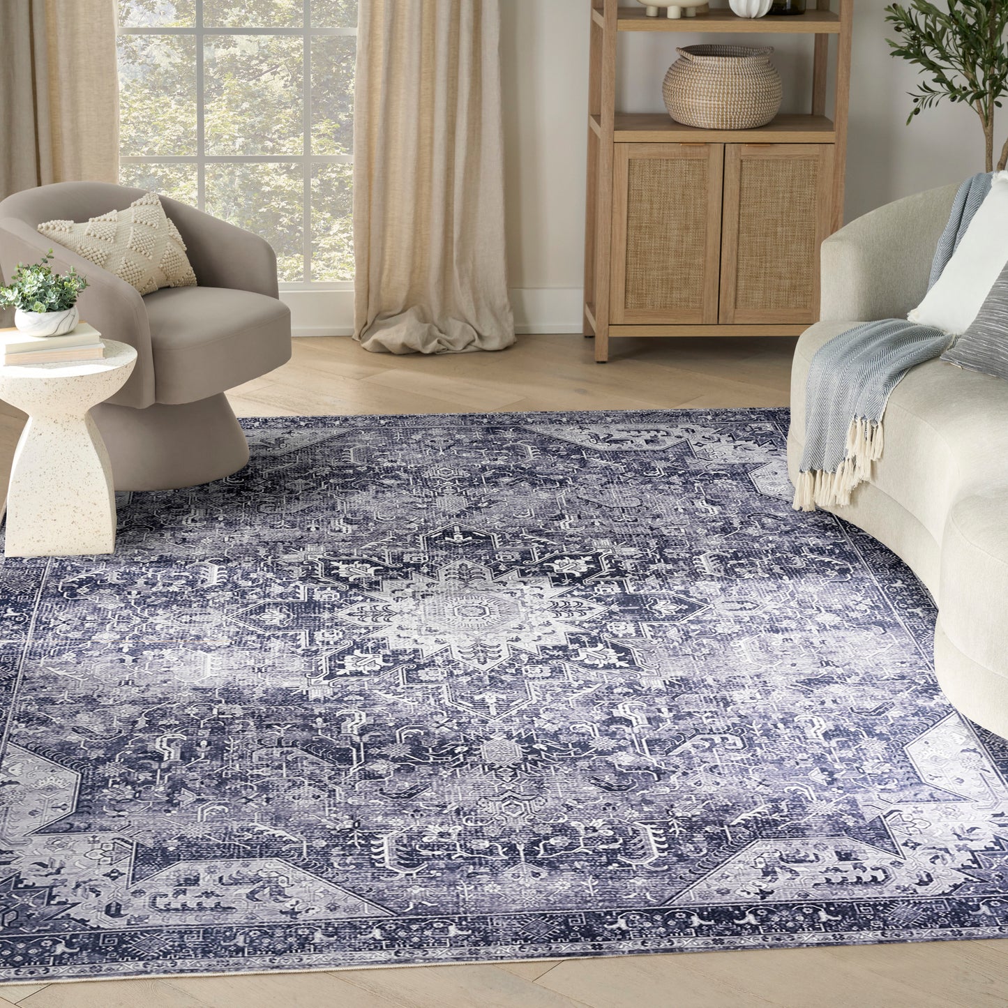 Nourison Nourison Washables 9'2" x 12' Charcoal Grey Vintage Indoor Rug