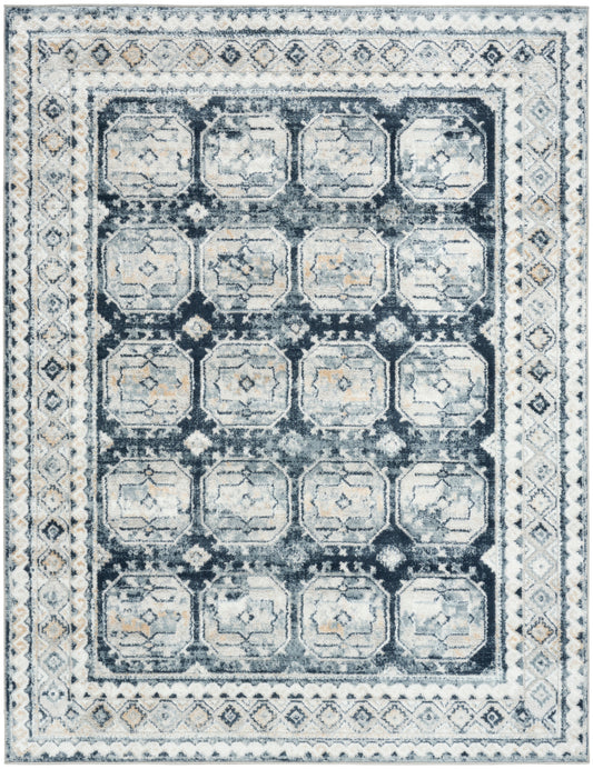 Nourison Dekor 4' x 6' Grey Navy Vintage Indoor Rug