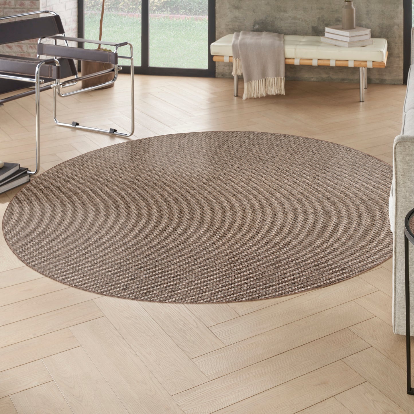 Nourison Tulum 8' x Round Brown Outdoor Rug