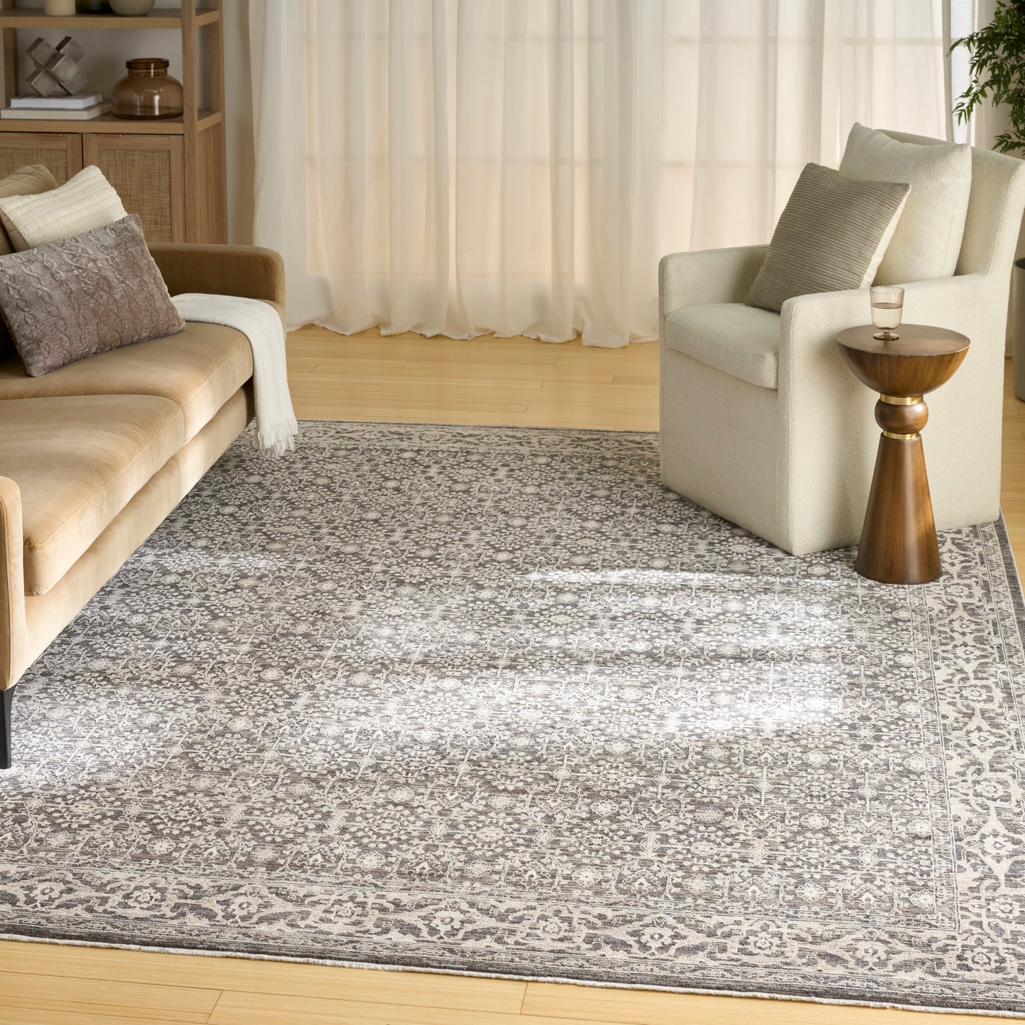 Nourison Shadows 9' x 12' Charcoal Ivory Vintage Indoor Rug