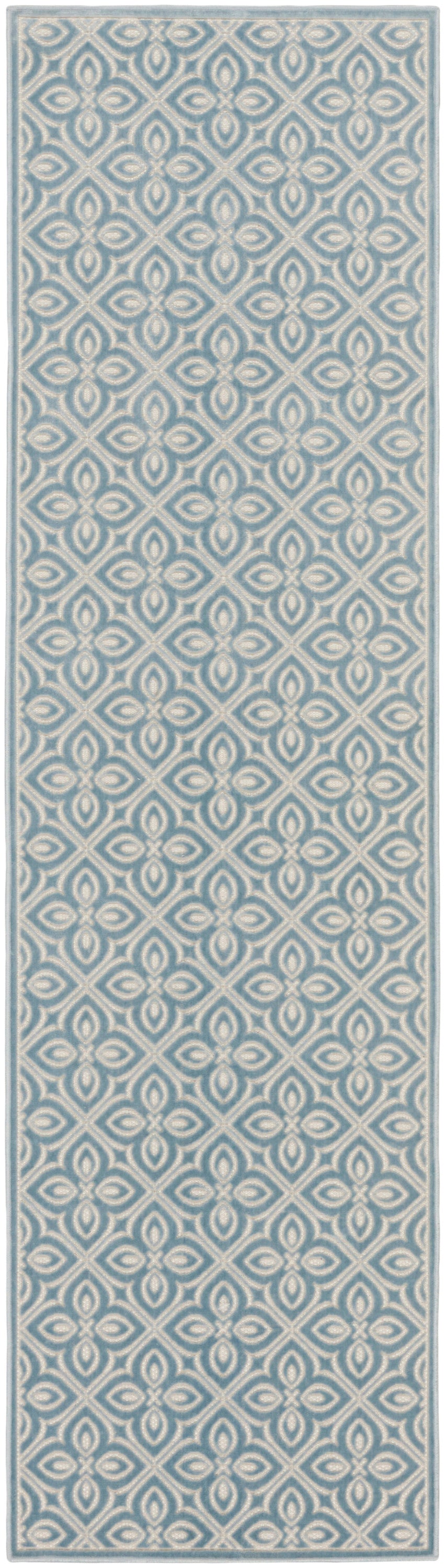 Nourison Washable Charm 2' x 6' Blue Ivory Contemporary Indoor Rug