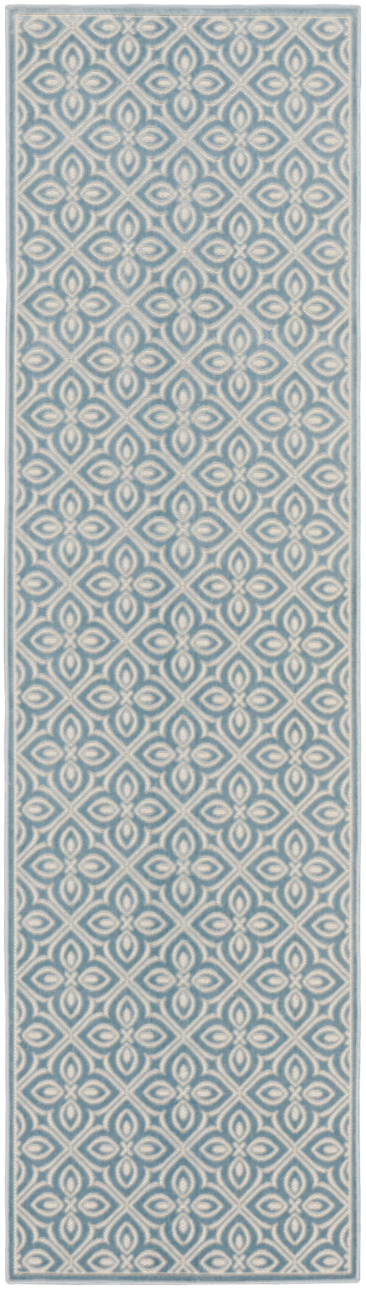 Nourison Washable Charm 2' x 6' Blue Ivory Contemporary Indoor Rug
