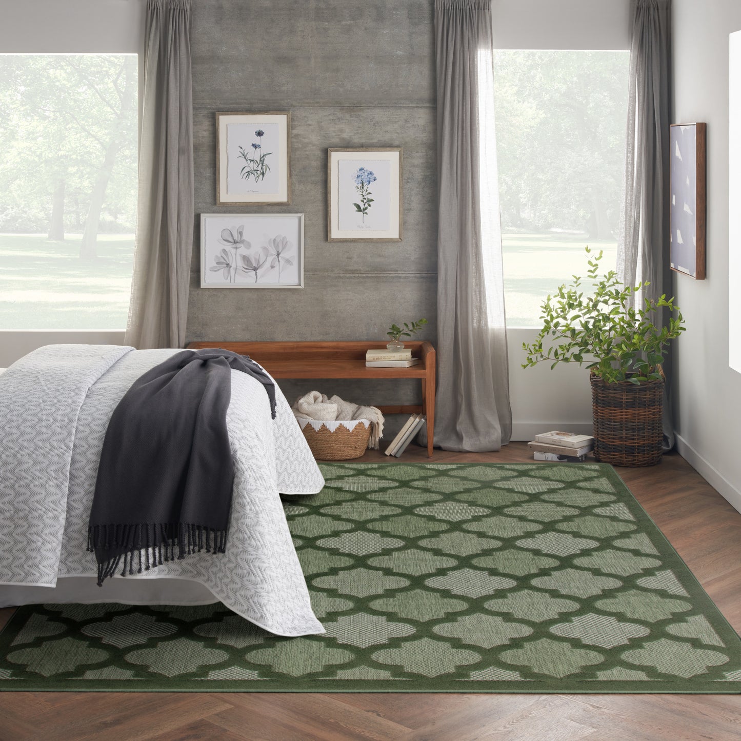 Nourison Easy Care 10' x 14' Green Modern Rug