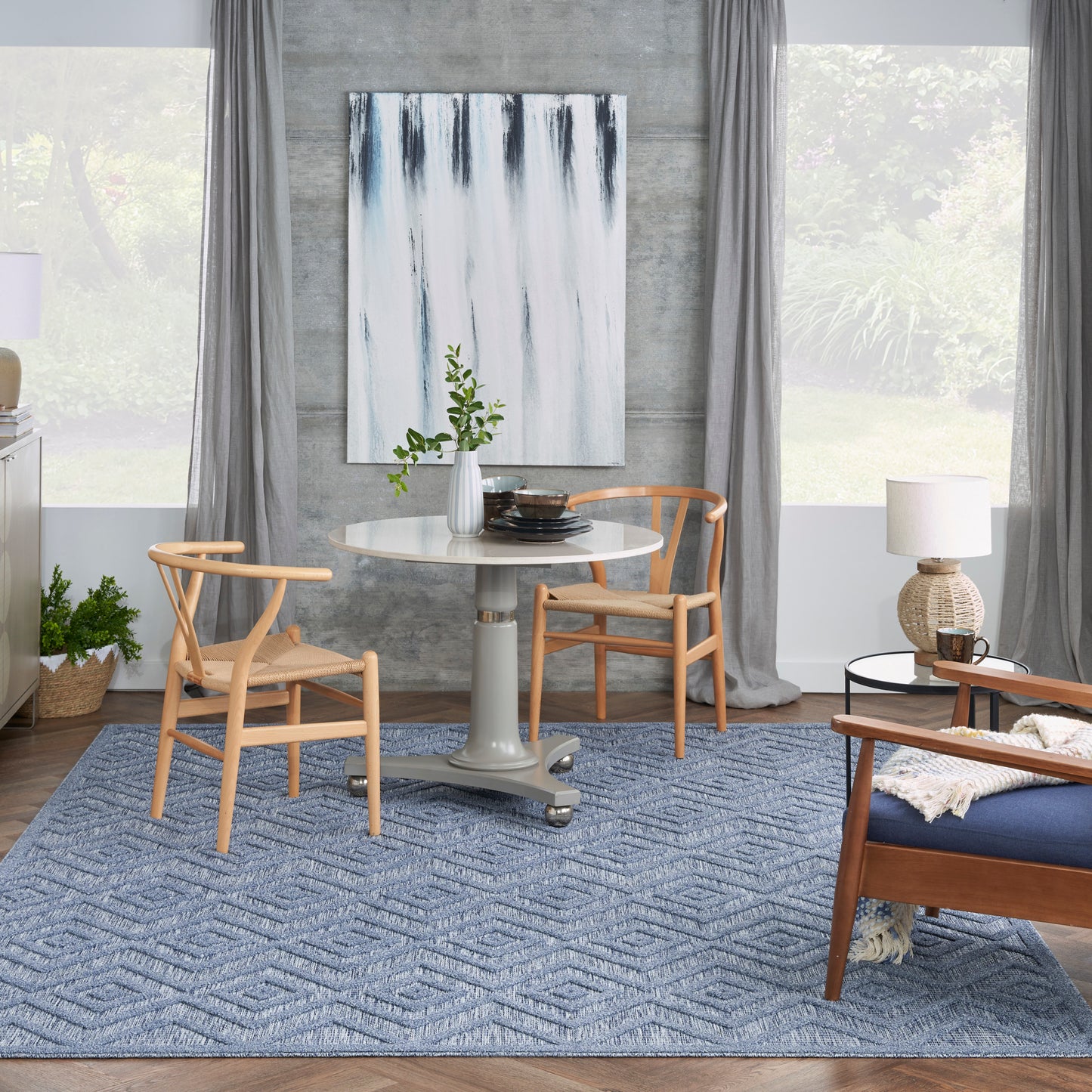 Nourison Versatile 9' x 12' Denim Blue Modern Rug