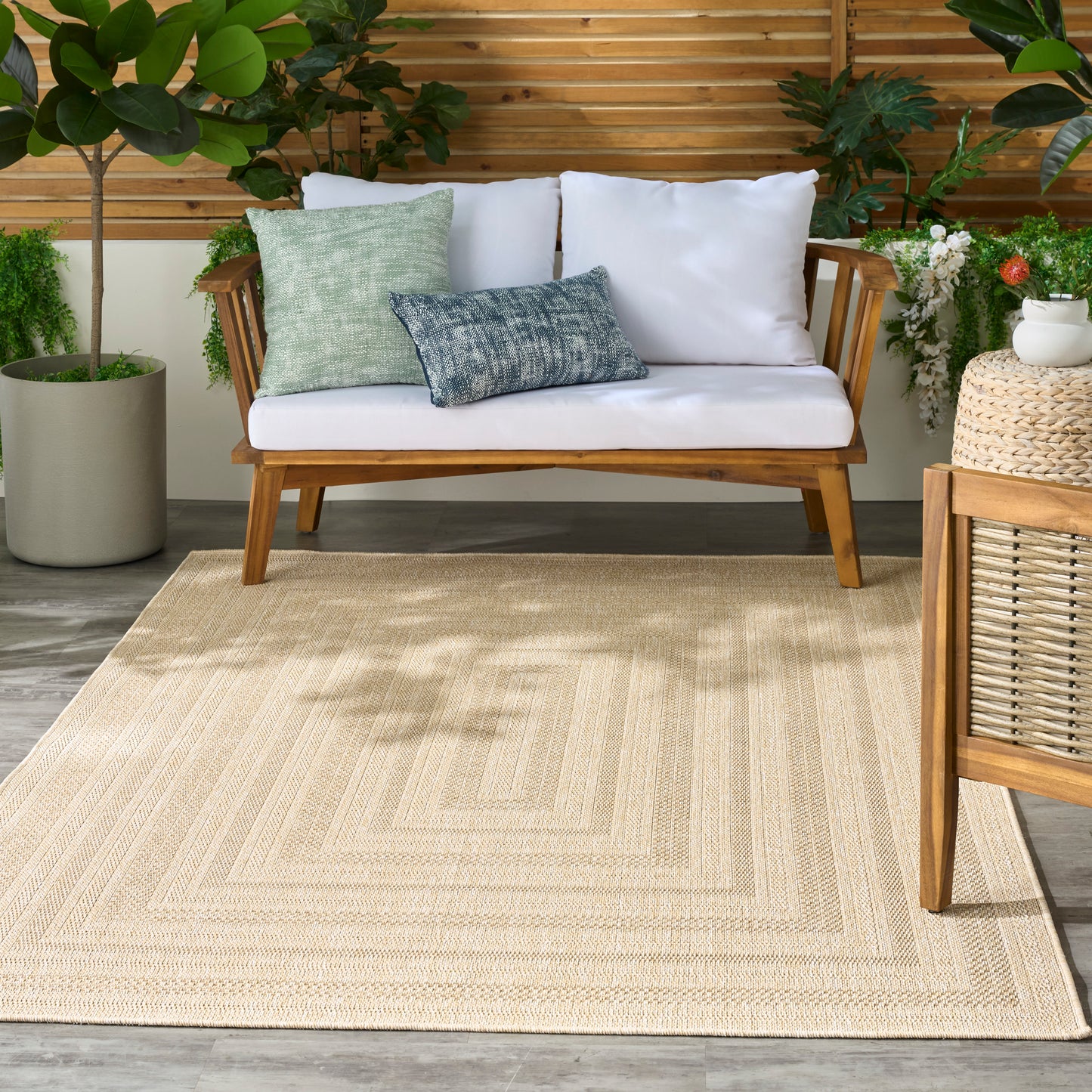 Nourison Tulum 6' x 9' Cream Outdoor Rug