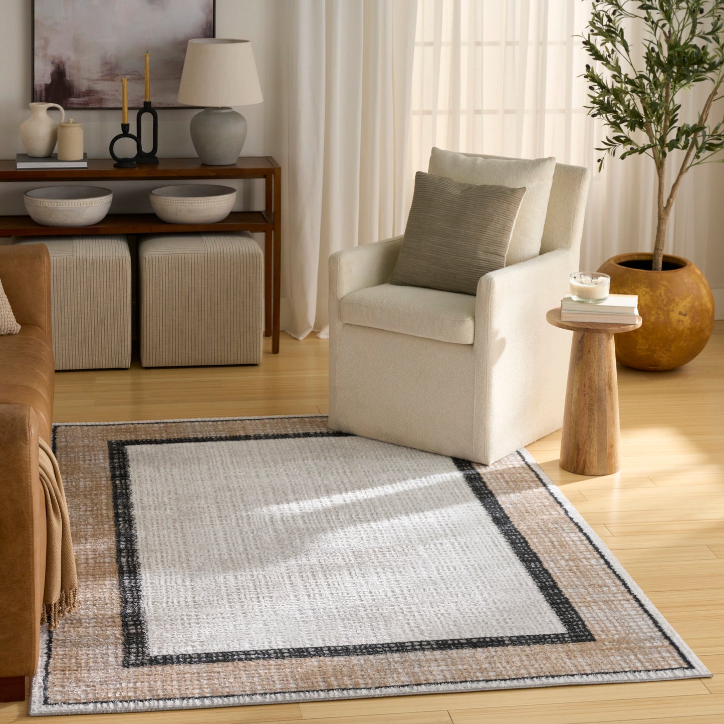 Nourison Dekor 5'3" x 7' Grey Charcoal Modern Indoor Rug