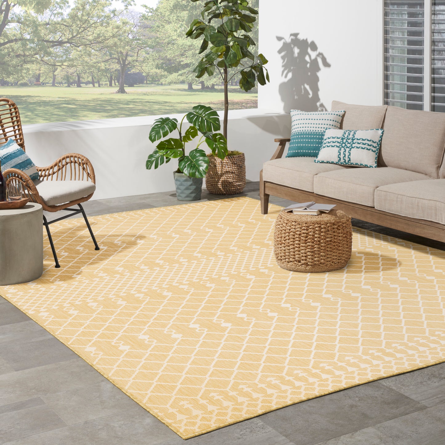 Nourison Positano 10' x 14' Yellow Modern Rug