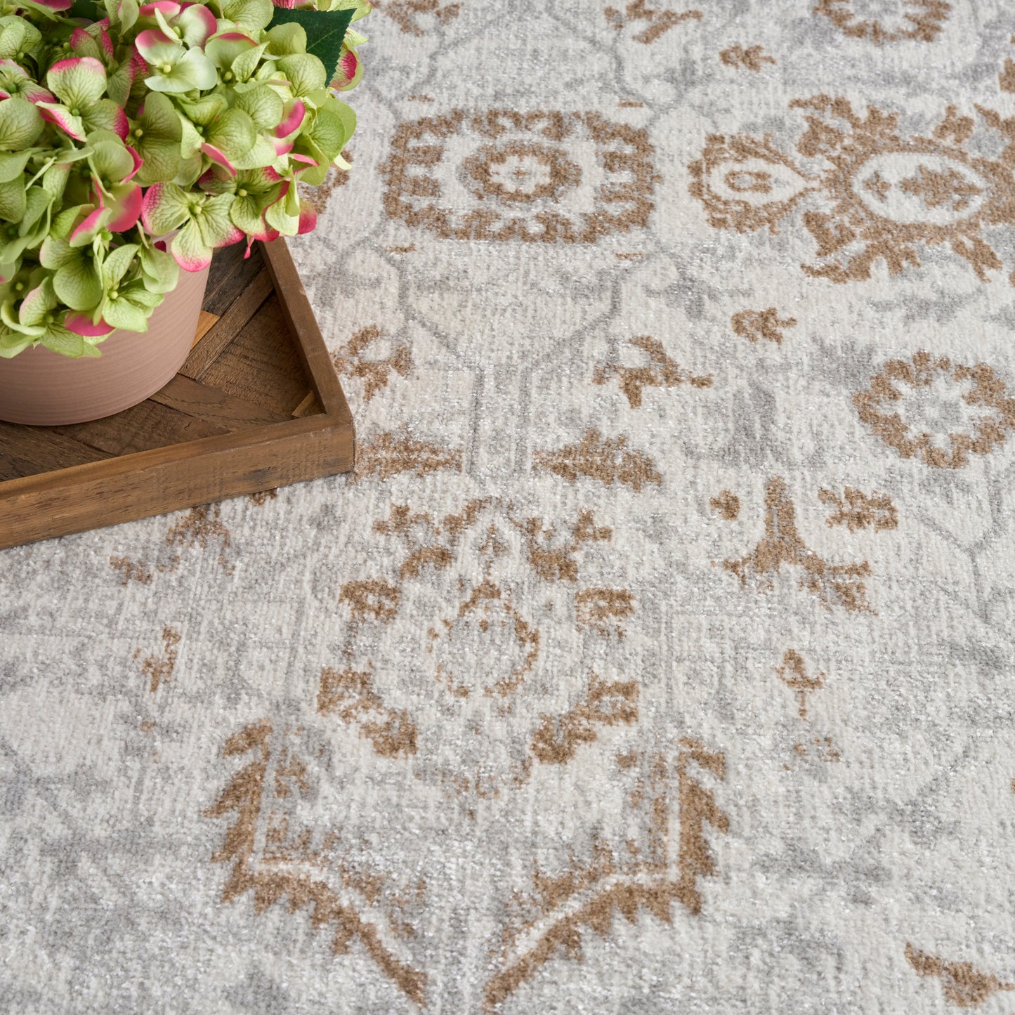 Nourison Astra Machine Washable 9' x 12' Grey Vintage Indoor Rug