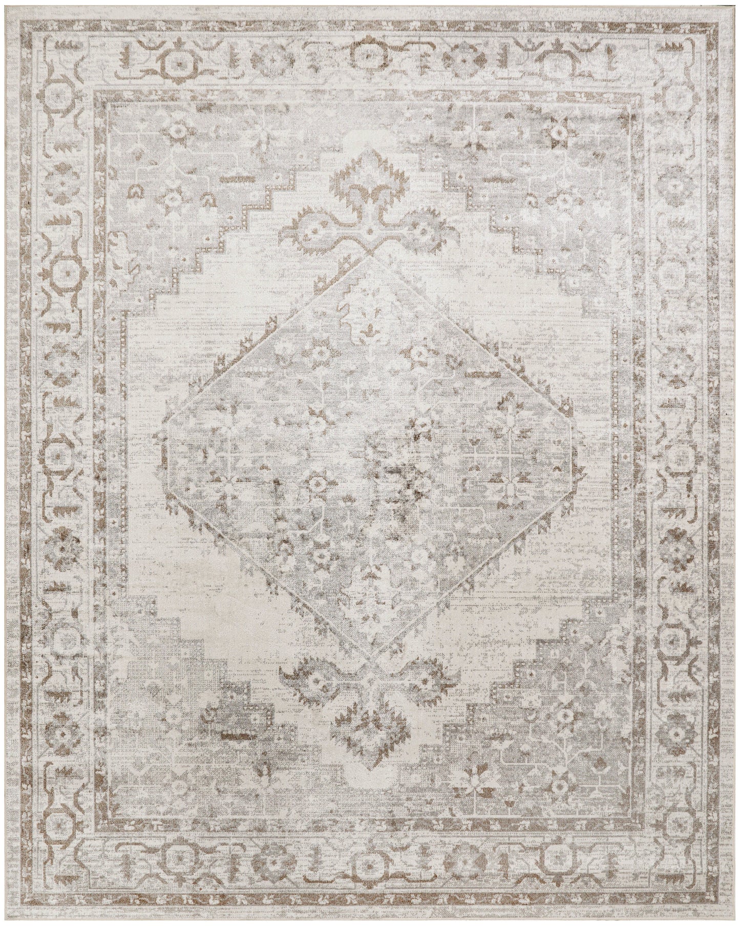 Nourison Astra Machine Washable 9' x 12' Grey Vintage Indoor Rug