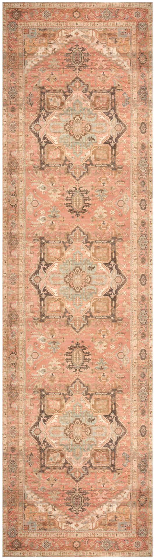 Nourison Vintage Washables 2'2" x 8' Coral Multicolor Vintage Indoor Rug
