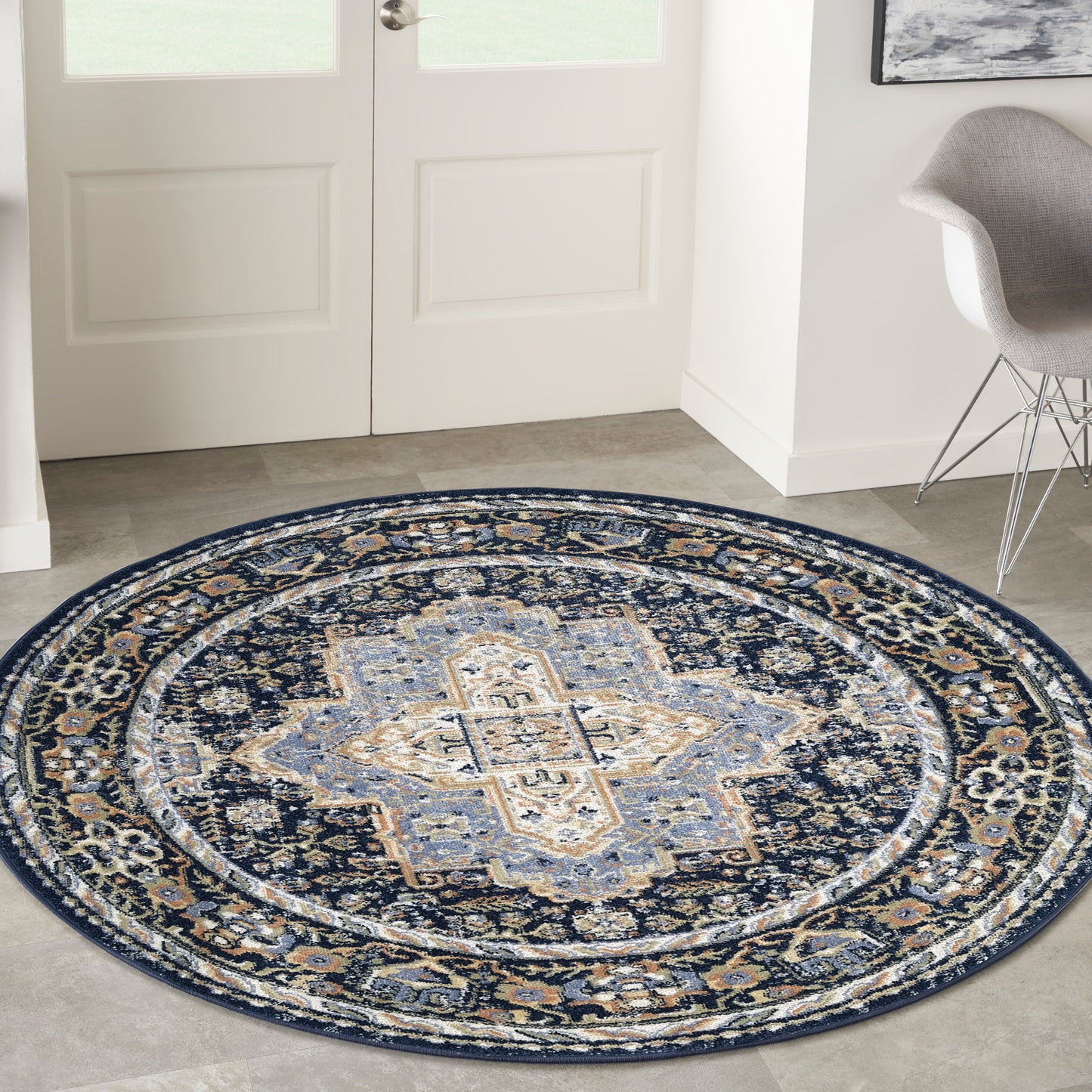 Nourison Nourison Essentials Persian 6' x Round Navy Vintage Rug