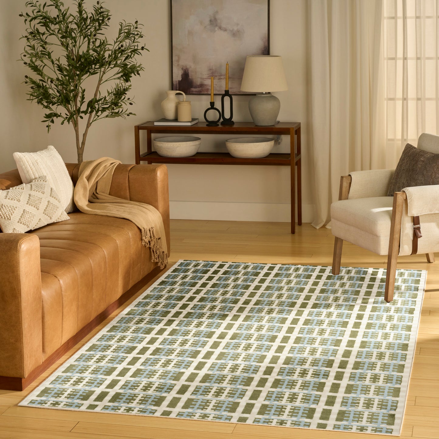 Nourison Nordic 5' x 7' Blue Green Modern Indoor Rug