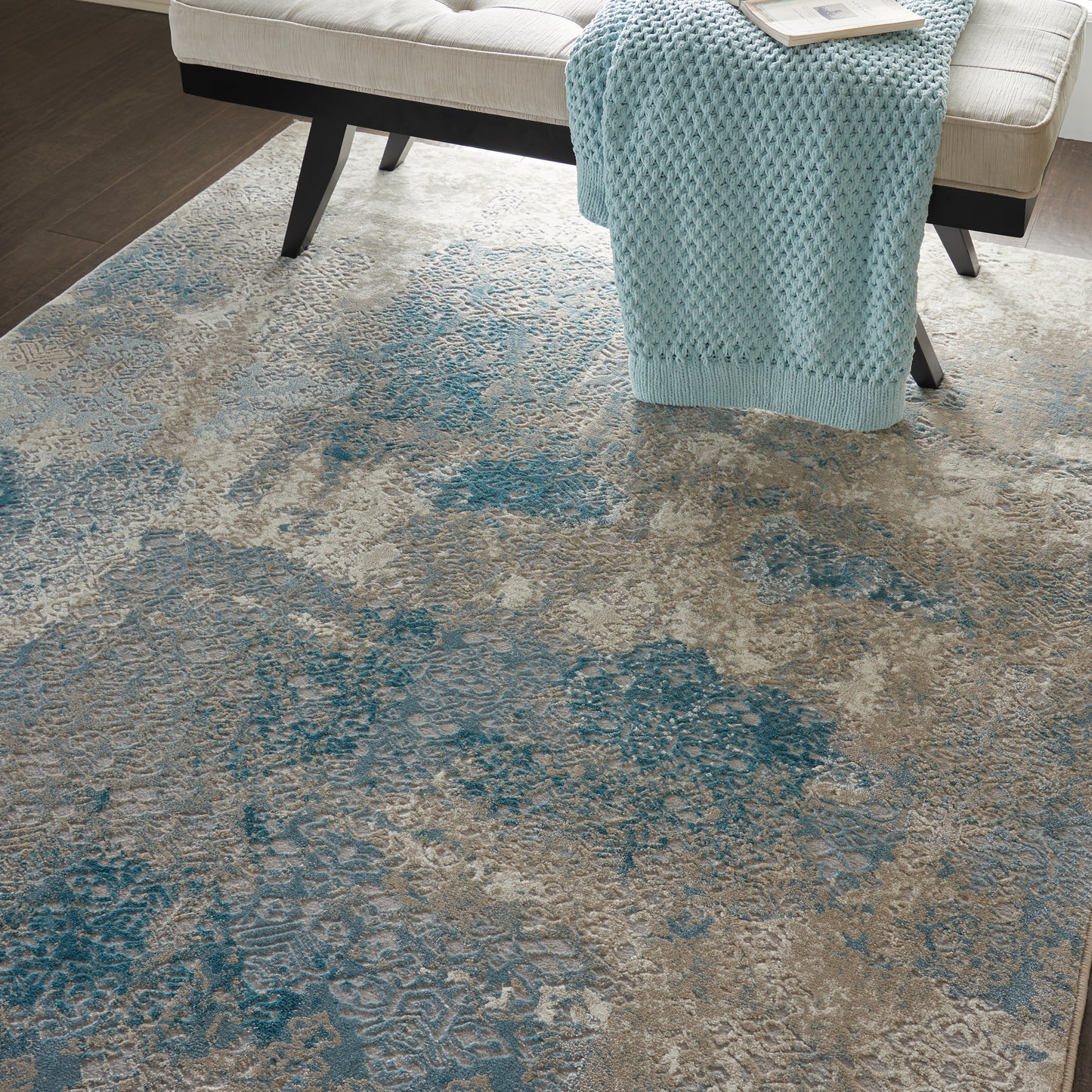 Nourison Karma 3'9" x 5'9" Ivory/Light Blue Vintage Indoor Rug
