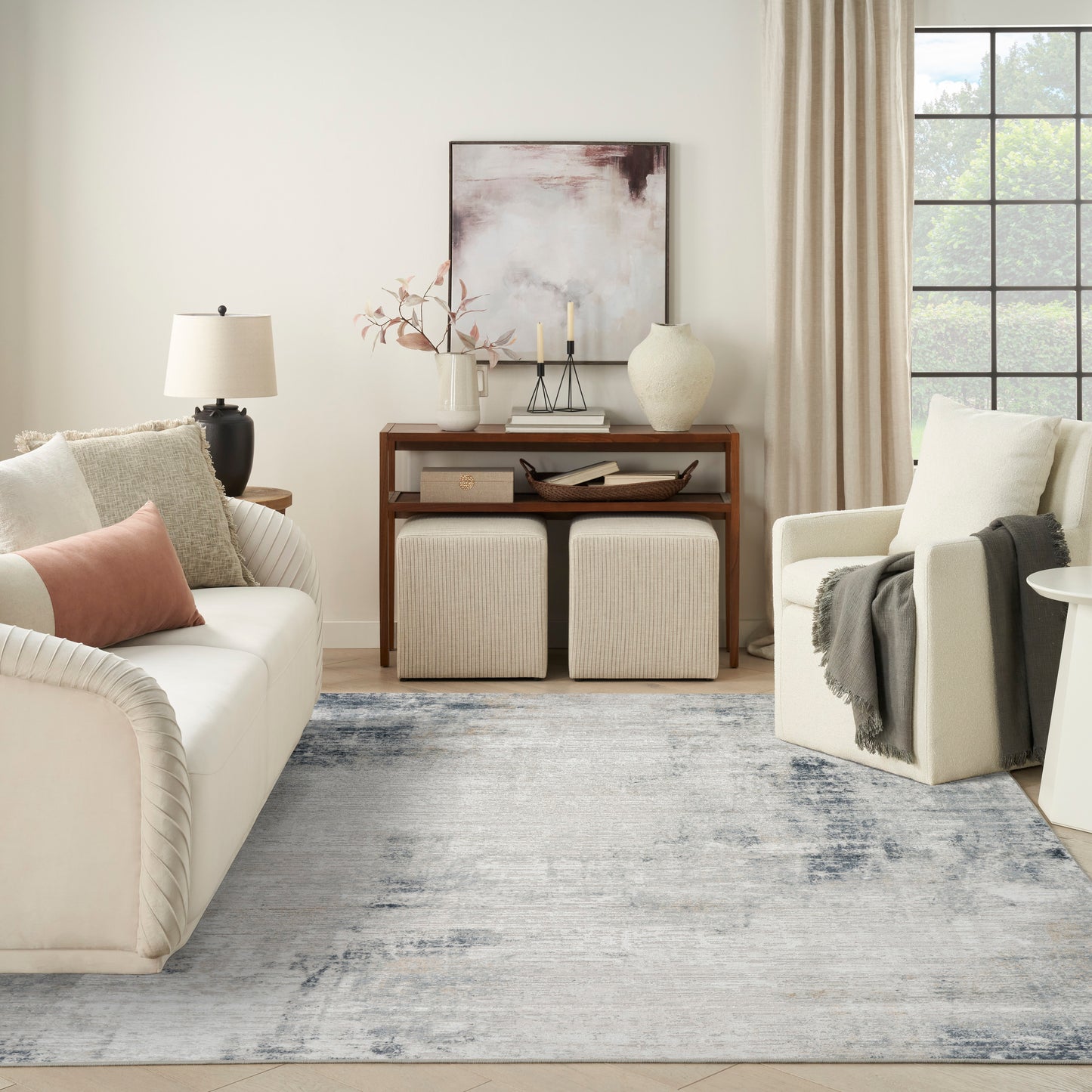 Nourison Dekor 7'10" x 9'10" Grey Navy Modern Indoor Rug