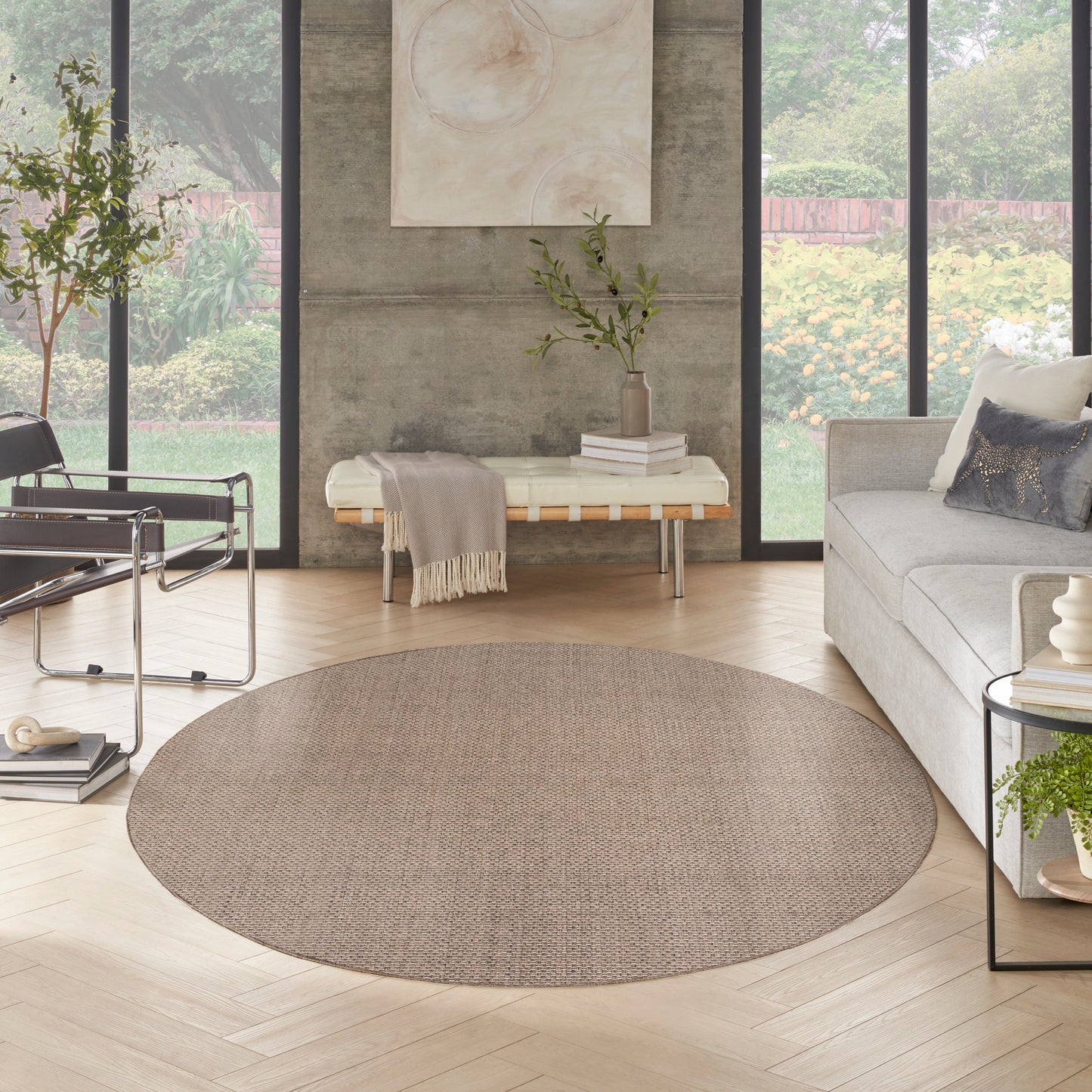 Nourison Tulum 8' x Round Brown Outdoor Rug