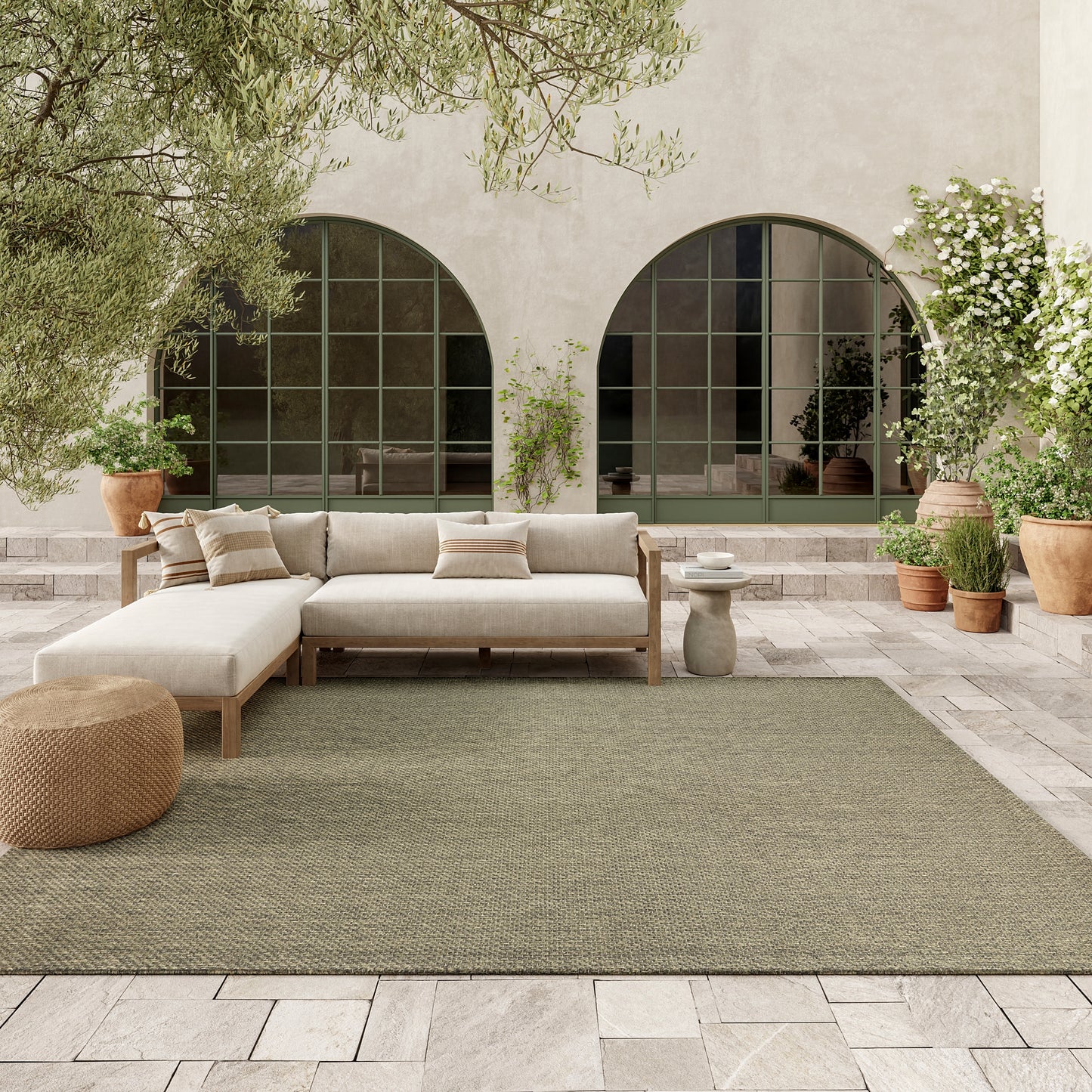 Nourison Tulum 6' x 9' Olive Outdoor Rug